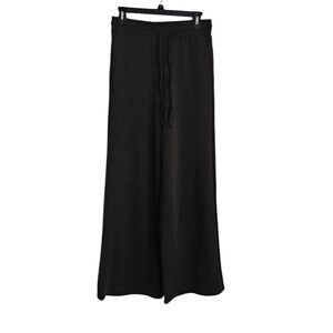 Korye Elastic Waist Drawstring Gray/Black Striped Wide-leg Pants size Medium